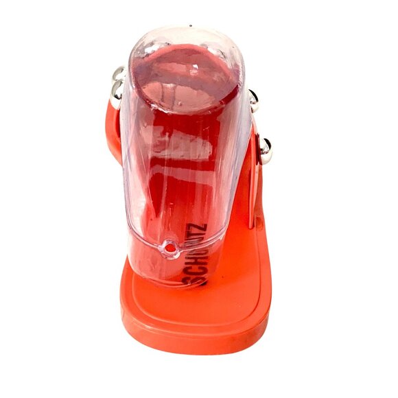 Schutz Nordstrom Lizzie Slides Sandal 9 Silver Studded Open Toe Bright Orange - Picture 6 of 10